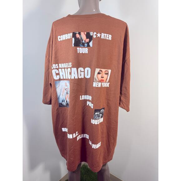 Beyoncé Cowboy Carter Face Brown / Orange Tour T-shirt NWOT - Picture 5 of 8